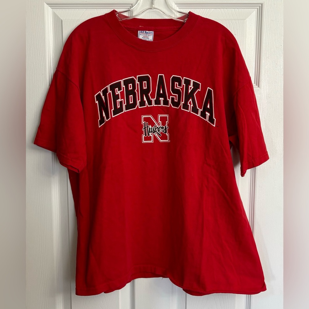 Vintage All Sport Max Weight Nebraska Huskers T Shirt Size XL. Made In USA